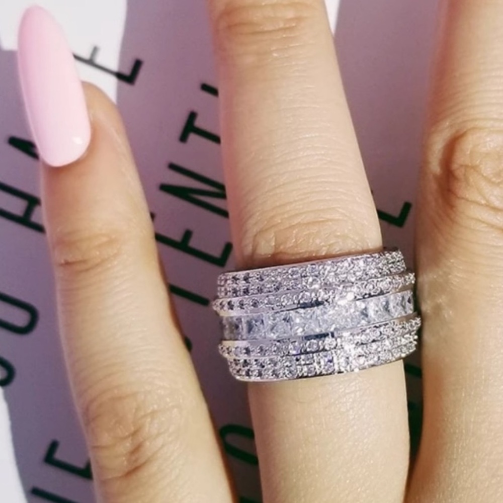 DIAMOND BAND 925 STERLING SILVER RING